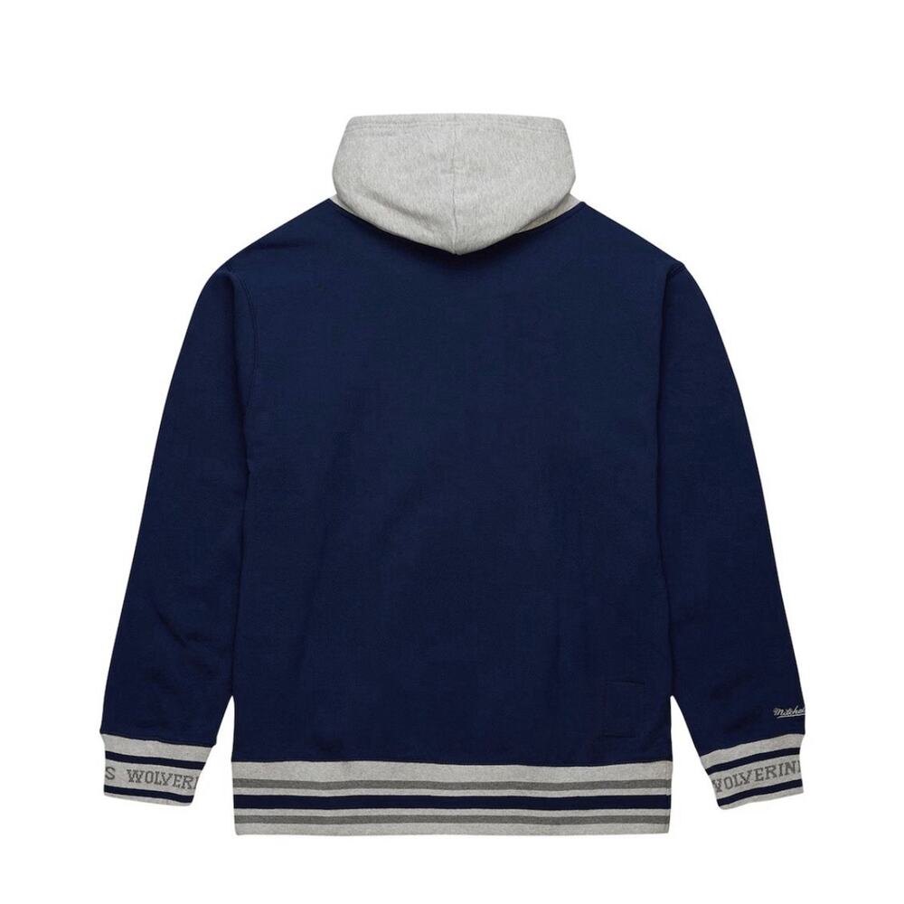 Mitchell & Ness Michigan Wolverines Navy Arched Fleece Pullover Hoodie Size XL - Picture 3 of 16
